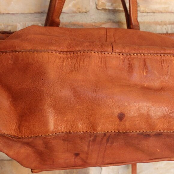 Frye Shoulder Bag Vintage Rustic British Tan Leather Clean lining - Picture 5 of 16